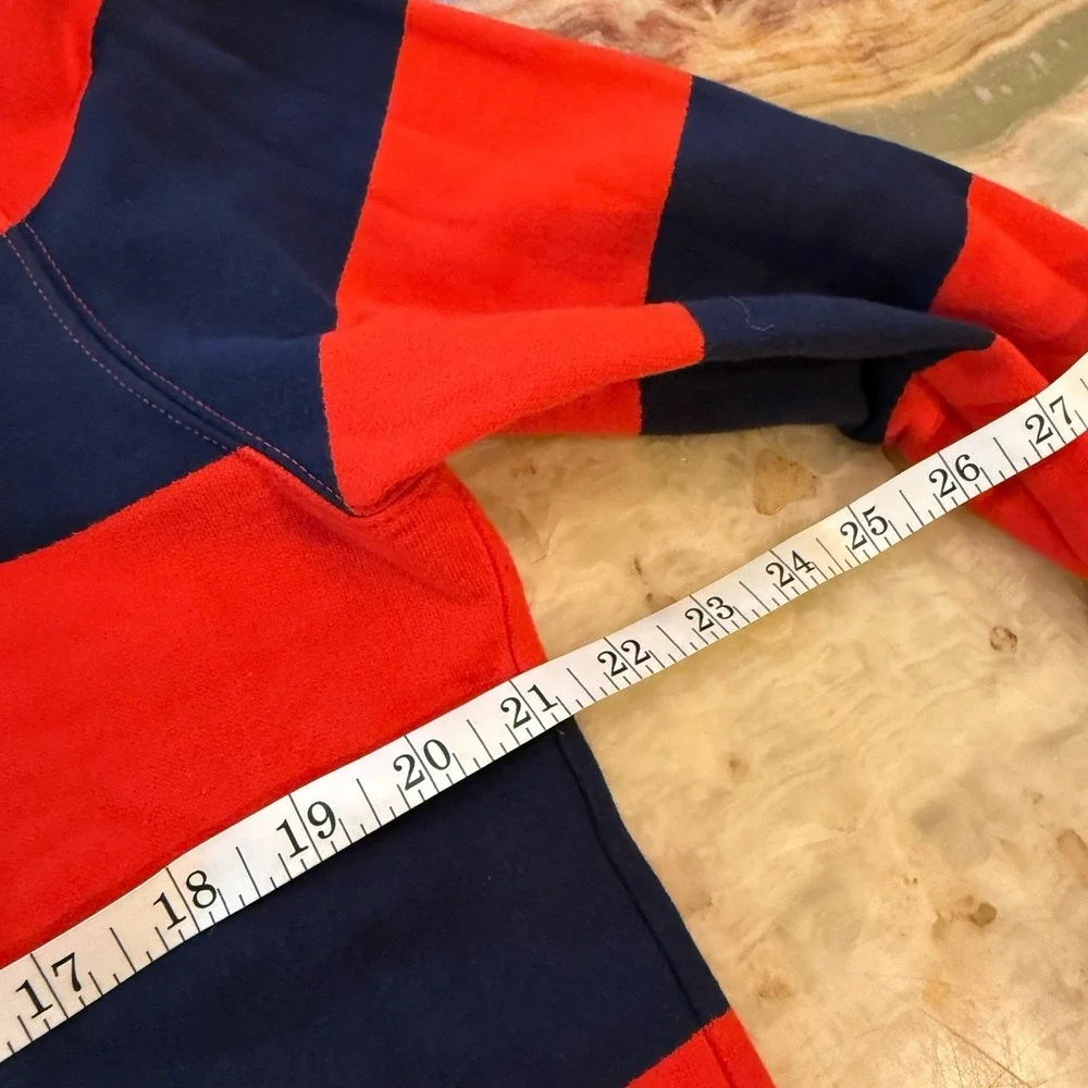 Tory Sport Women's L Red Navy Striped LOVE Sweatshirt Pullover